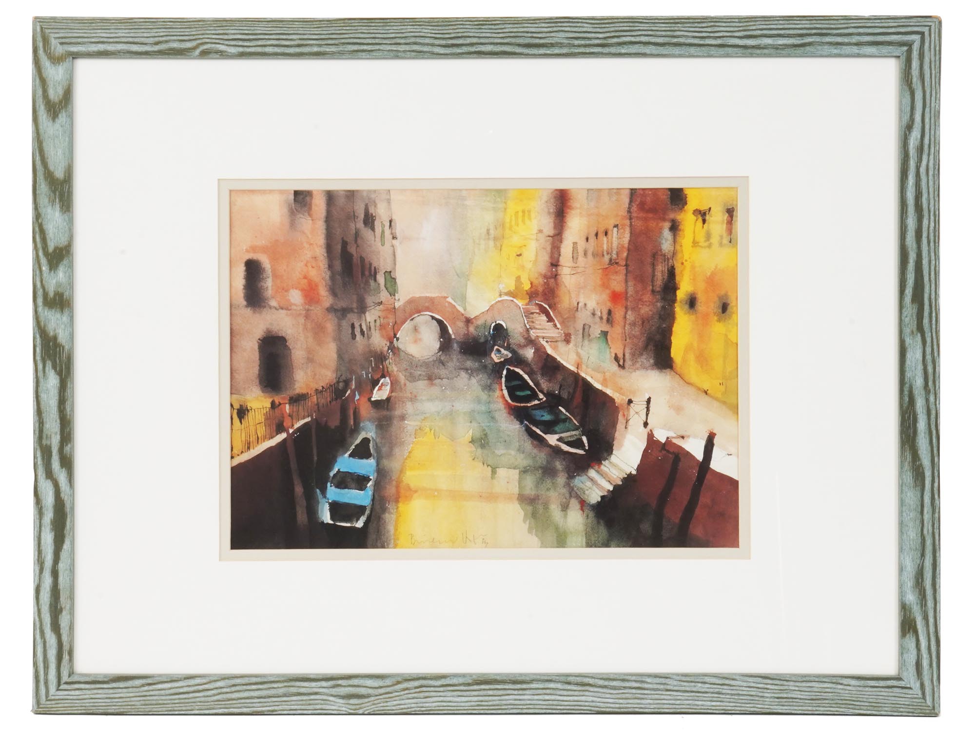 FRAMED WATERCOLOR PRINT VIEW OF VENICE CANAL PIC-